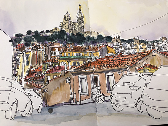 Stage carnet de voyage à Marseille, aquarelle et croquis sur le vif